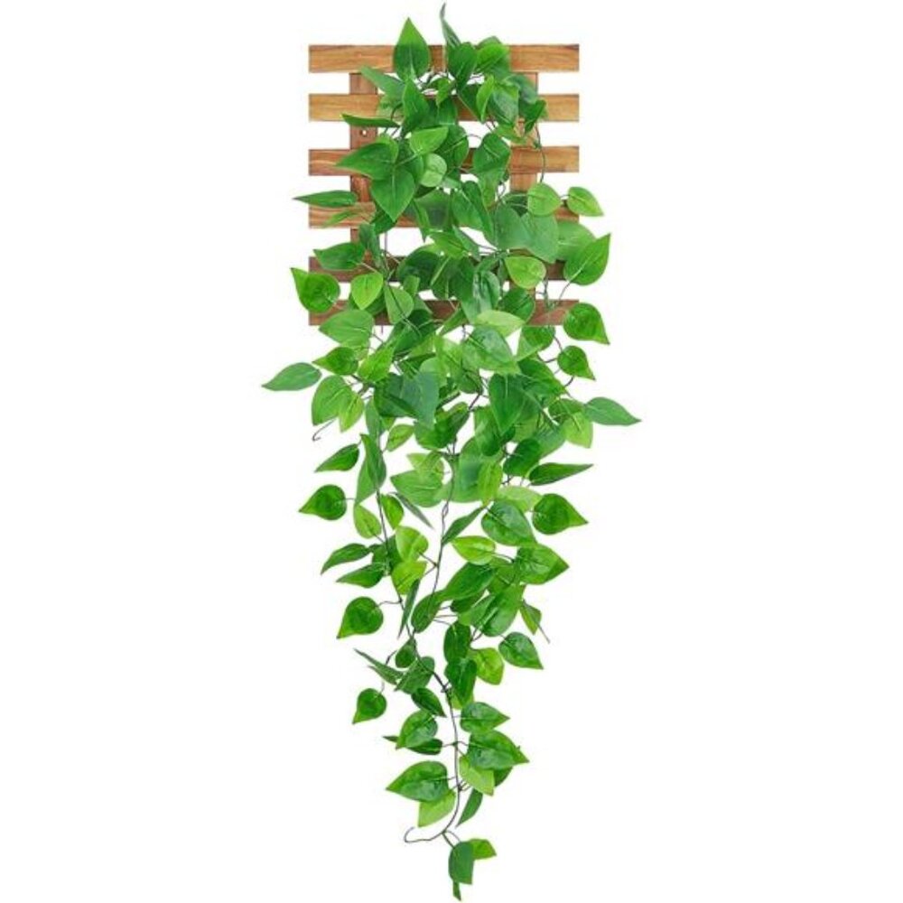 3FT Artificial Hanging Plants with WallPlant FakeIvy Vine WoodenShelf Wall Decor